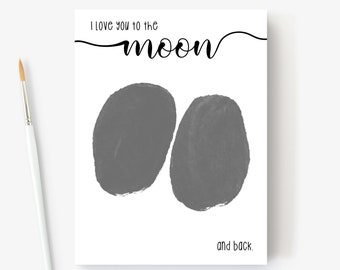 DIY Bum Print | Mothers Day, DIY Handprint, Art Craft Poster, Kids Newborn Baby, Mothers Day Handprint Gift I love you to the moon and back