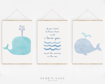 Strandkwekerij wordt afgedrukt | Whale Ocean Prints, Ocean Quotes, Beach Decor, Sea Artwork, Ocean Nursery Artwork, Onderwater Decor, Ocean Art, Beach