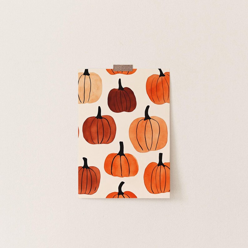 Pumpkin Watercolor Fall Print Seasonal Autumn Artwork Home Decor
