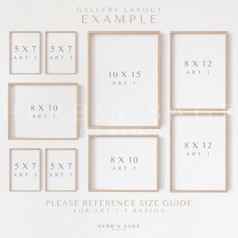 This is a gallery set example for you to hang your picture frames in this layout on your walls! Or create your own layout for your interior design:)