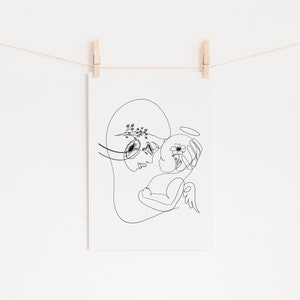 Loss of Baby Print, Miscarriage Gift, Sympathy Gift, Infant Loss, Line Art Print, Sorry for Your Loss, Baby Heaven Art, Angel Infant Artwork image 4
