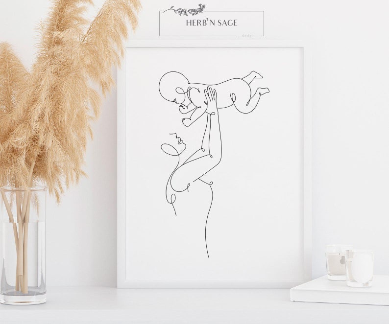 Mama and Baby Art, Baby Art for Nursery, Mother and Baby Gifts, Mothers Day Art, Mom, Nursery Decor, Nursery Wall Decor, Nursery Prints,Art image 7