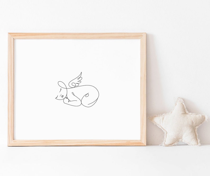 Loss of Baby Print, Miscarriage Gift, Sympathy Gift, Infant Loss, Line Art Print, Sorry for Your Loss, Baby Heaven Art, Angel Infant Artwork image 2