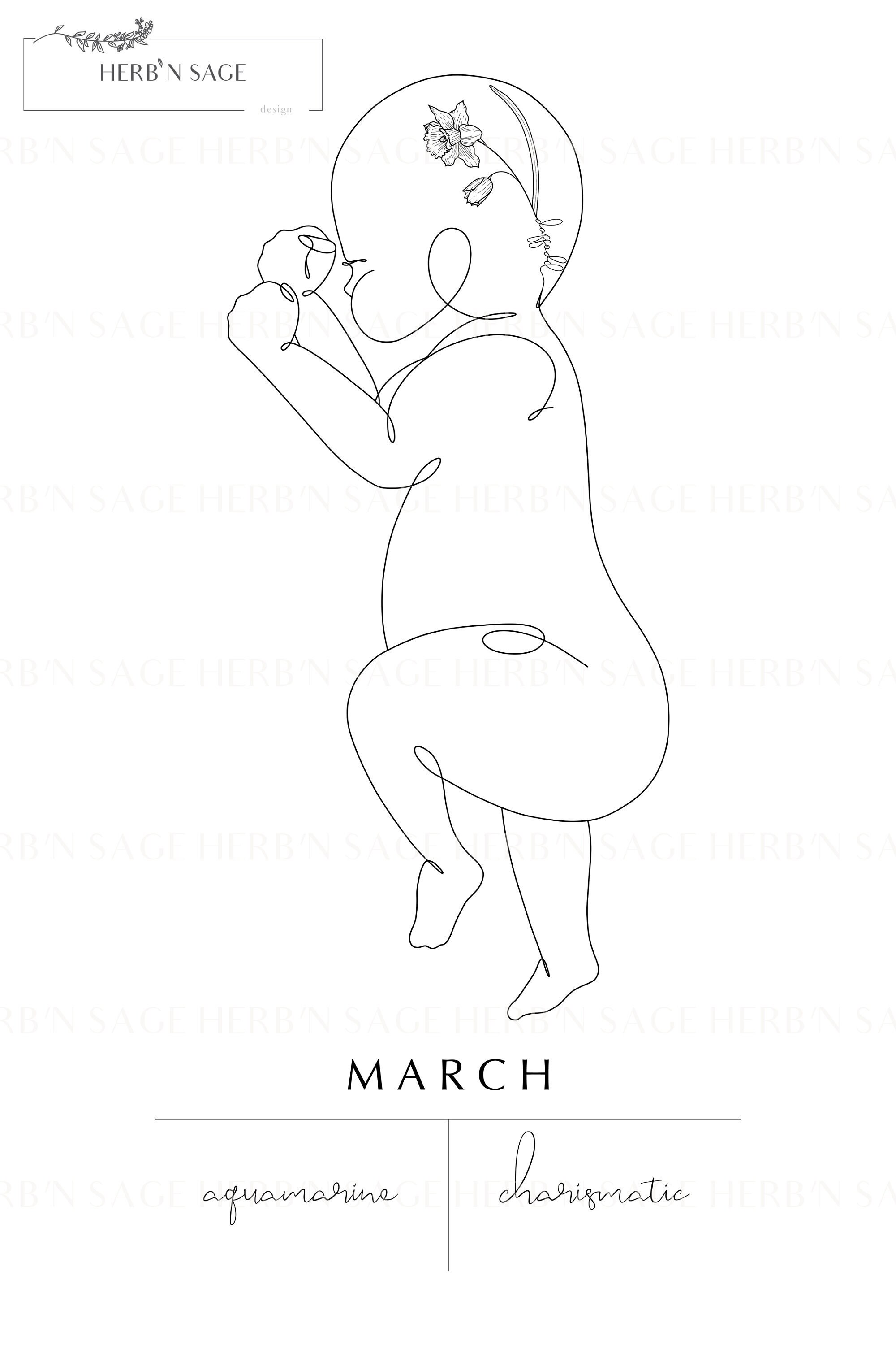 March Birth Month Print Birth Month Flower Art Birth Month | Etsy