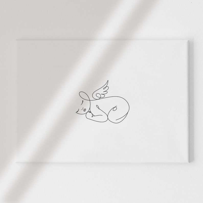 Loss of Baby Print, Miscarriage Gift, Sympathy Gift, Infant Loss, Line Art Print, Sorry for Your Loss, Baby Heaven Art, Angel Infant Artwork image 3