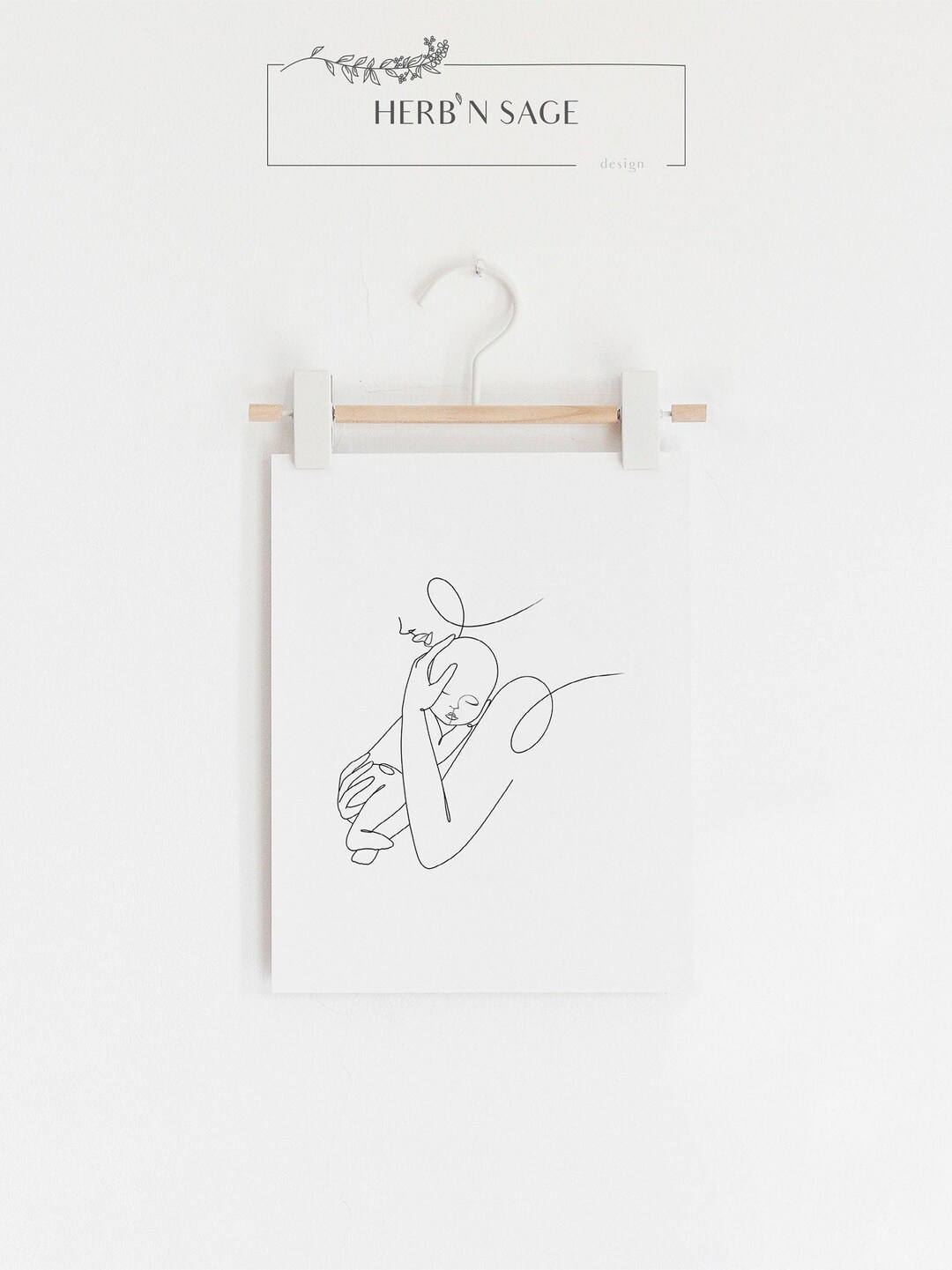 Mother and Baby Print, Mothers Day Gift, Mom and Baby, Line Art