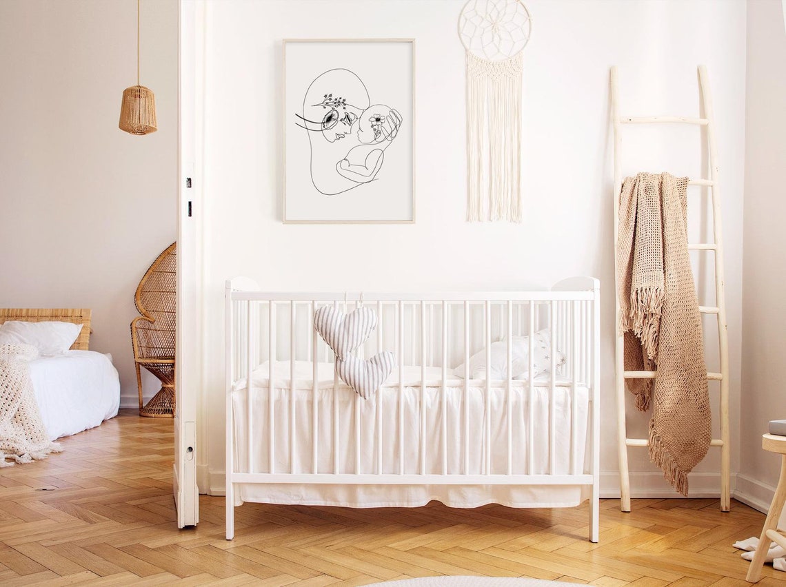 Mother and Child Art Botanical Nursery Mother and Child Line Etsy