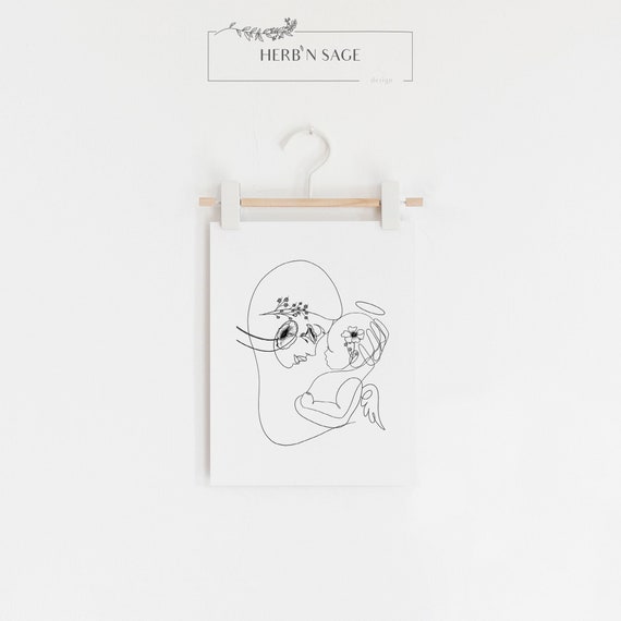 Loss of Baby Print, Miscarriage Gift, Sympathy Gift, Infant Loss, Line Art Print, Sorry for Your Loss, Baby Heaven Art, Angel Infant Artwork