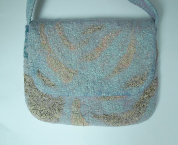 Lichtblauwe gevilte wollen tas nuno vilten wollen tas blauwe schoudertas originele designer tassen Franse handtas Etsy Belgie