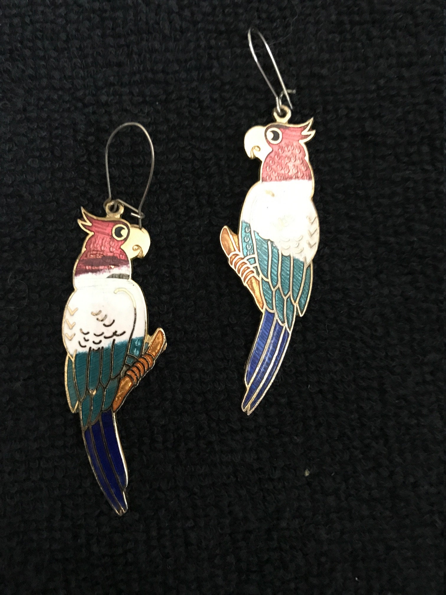 Pair Of Cloisonne Enamel Alloy Metal Goldfish Earrings Pair Of Cloisonne Enamel Alloy Metal Goldfish Earrings