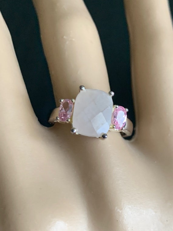 Avon Sterling Silver Rose Quartz Ring - image 1