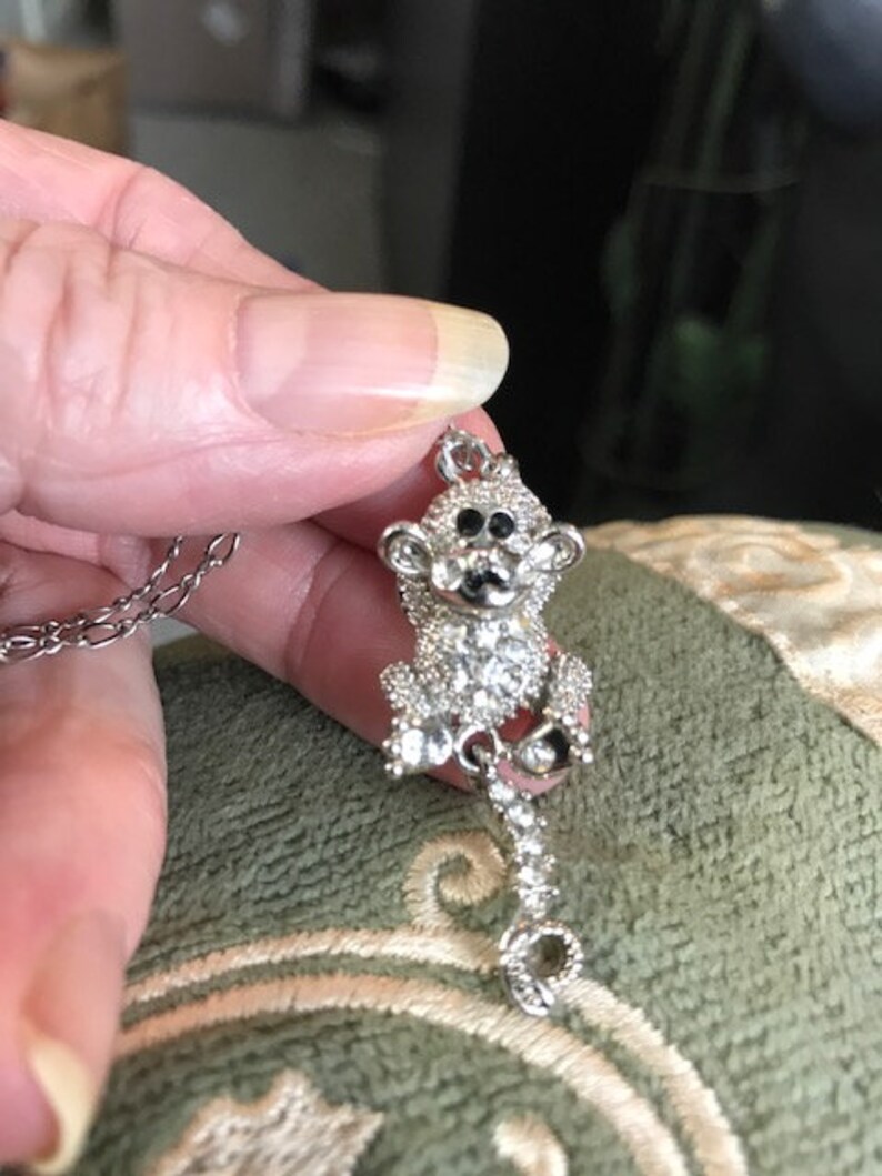 Rare Kenneth Jay Lane Crystal Monkey Necklace
