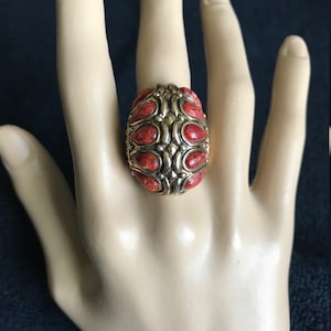 Vintage Barse Sponge Coral & Bronze Ring