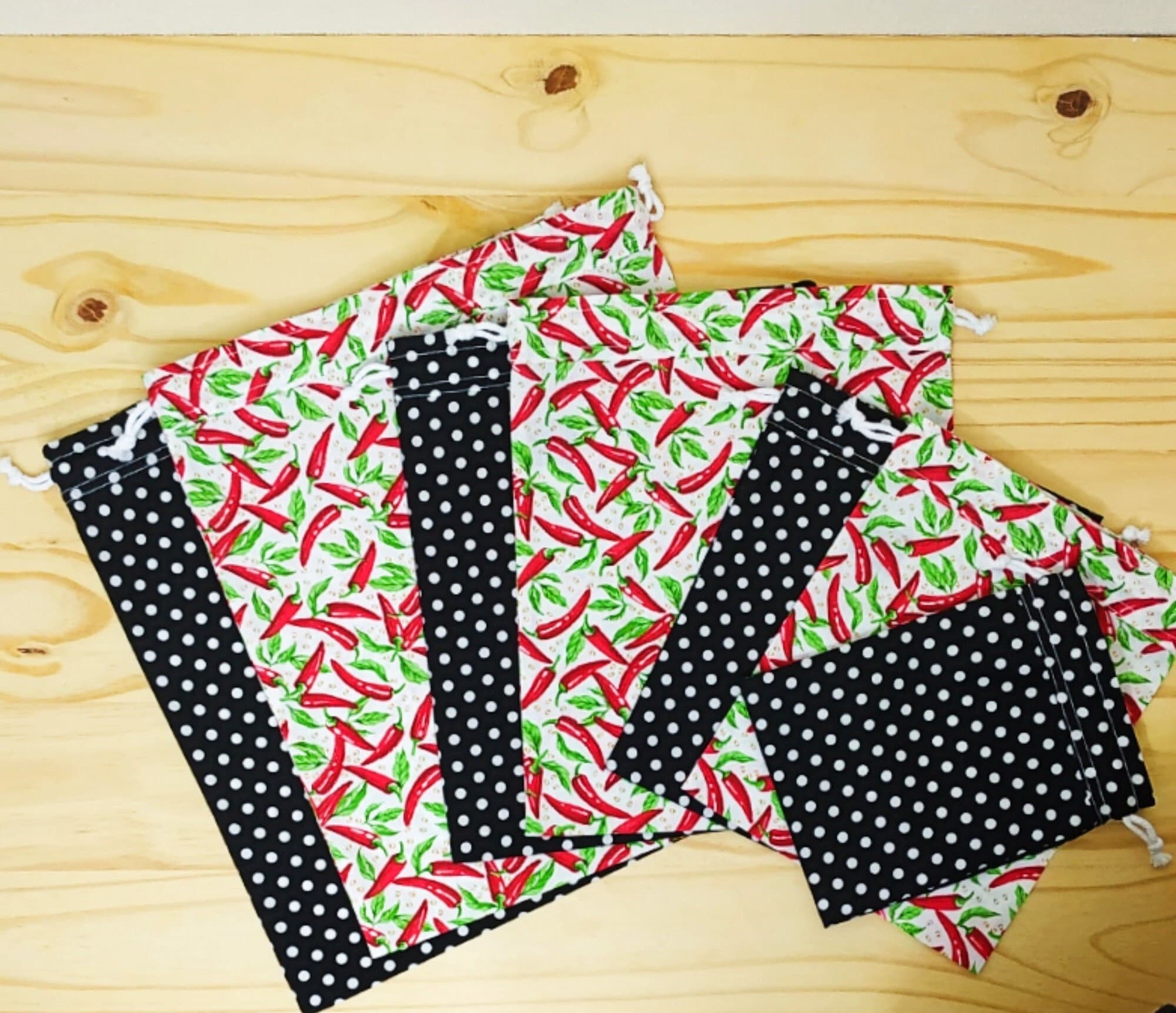 Lot de 2 Sacs à Vrac, Pochette Réutilisable Zéro Déchet Piments