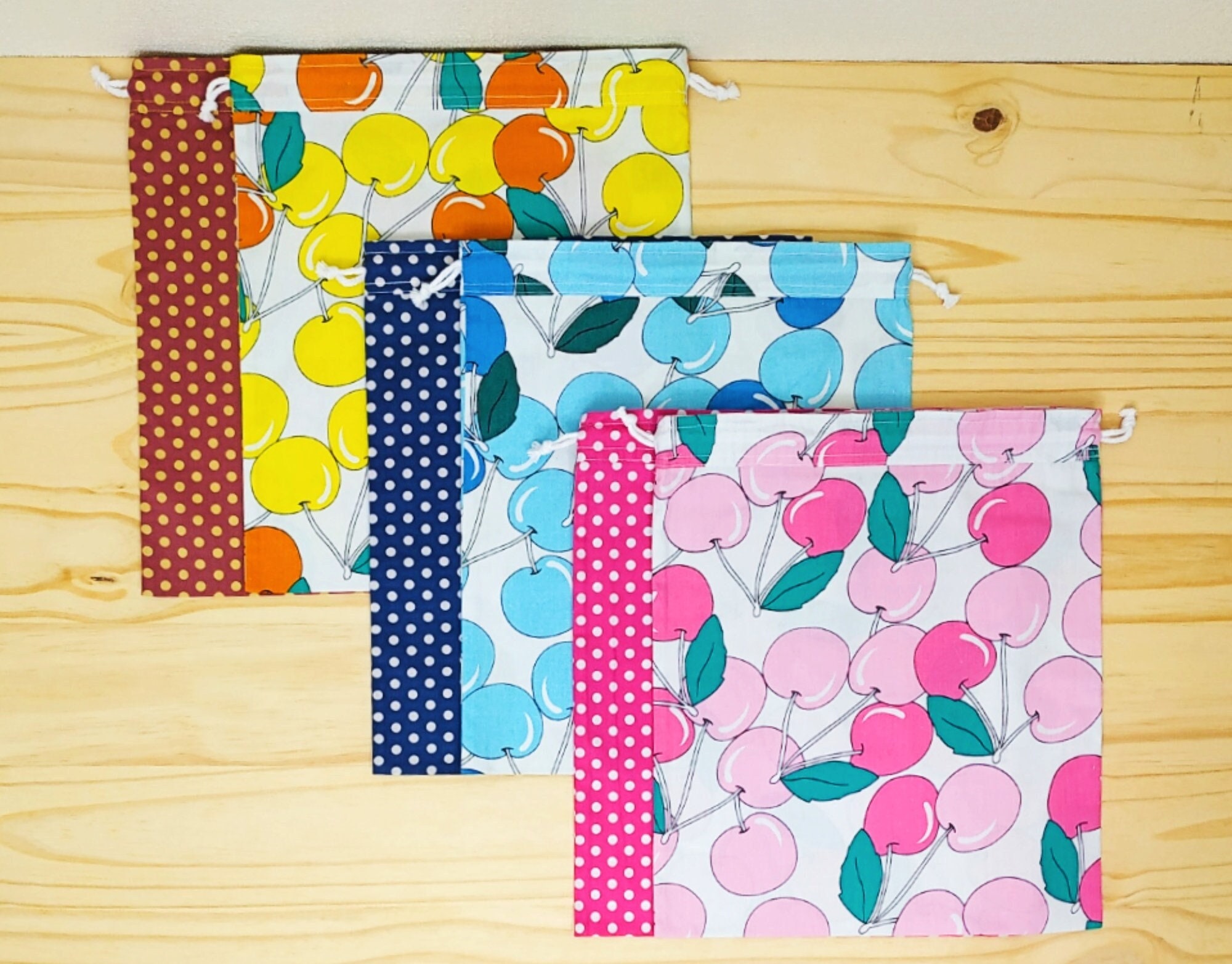 Lot de 2 Sacs à Vrac, Pochette Réutilisable Zéro Déchet Cerises