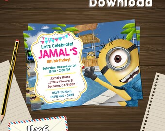 Minion Water Bottle Label Printable INSTANT DOWNLOAD Minion