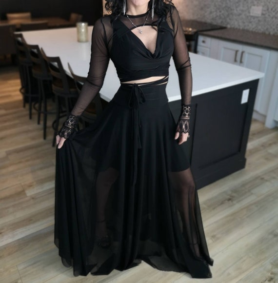 Black Mesh Maxi Skirt. Etsy Ireland