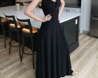 Black Hooded Sleeveless Maxi Dress, Cowl Neck Tank Dress - Etsy
