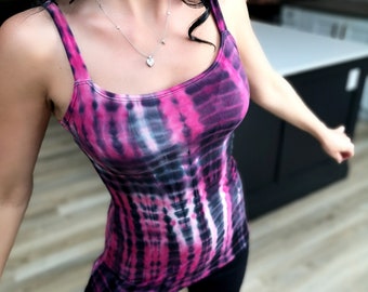 Beautiful Pink & Black Tie Dye Tank Top.