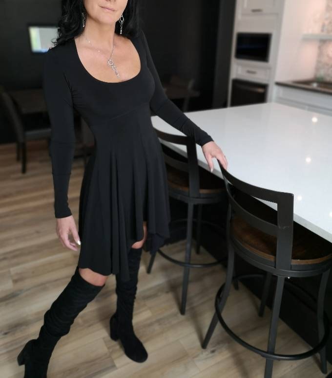 Short Long-sleeve Black Dress. Beautiful Flowy Dress. - Etsy Israel Short Long-sleeve Black Dress. Beautiful Flowy Dress. - Etsy Israel