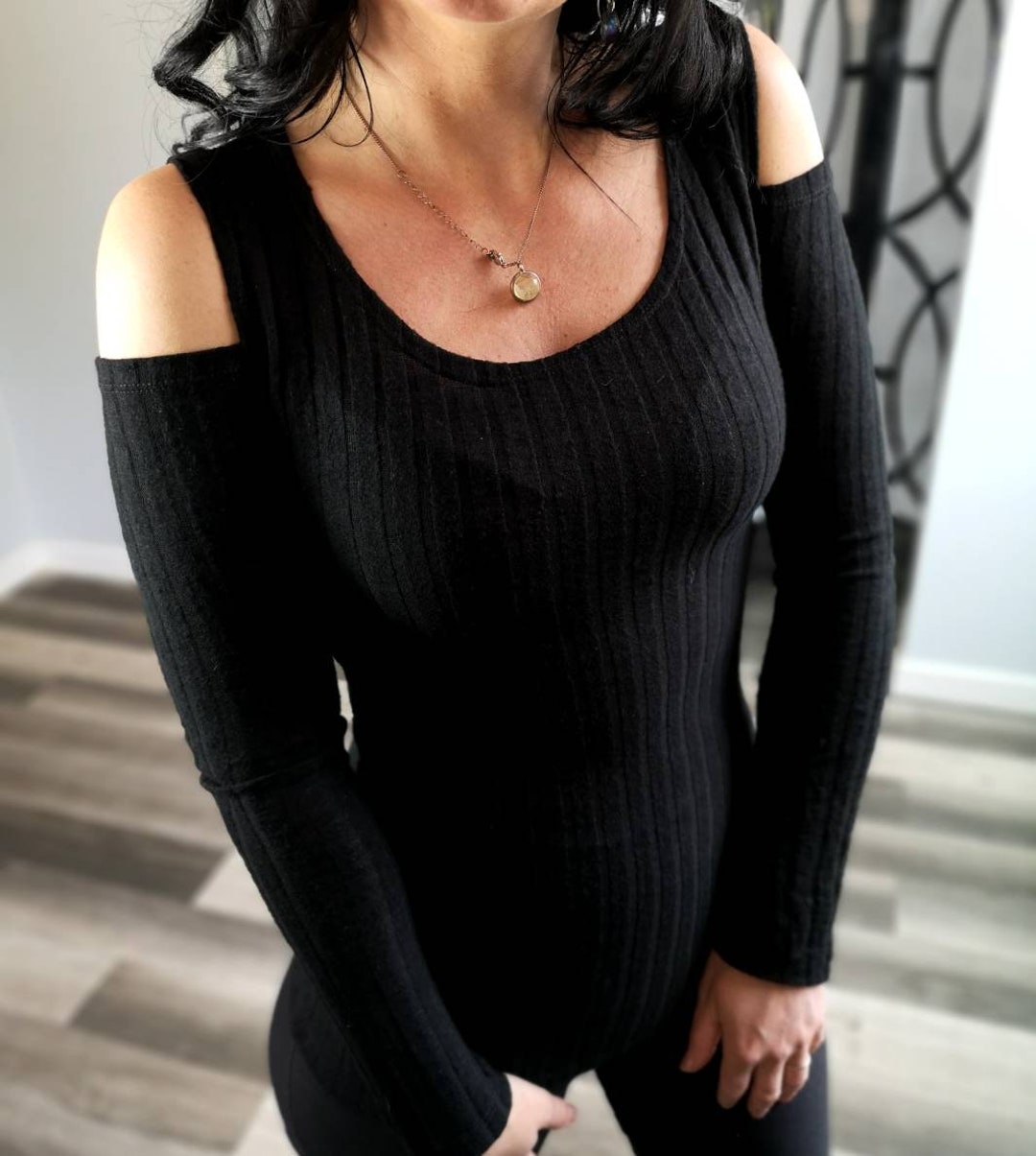 cold shoulder black turtleneck