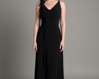 Black Cowl Neck Maxi Dress, Low Back Evening Gown - Etsy