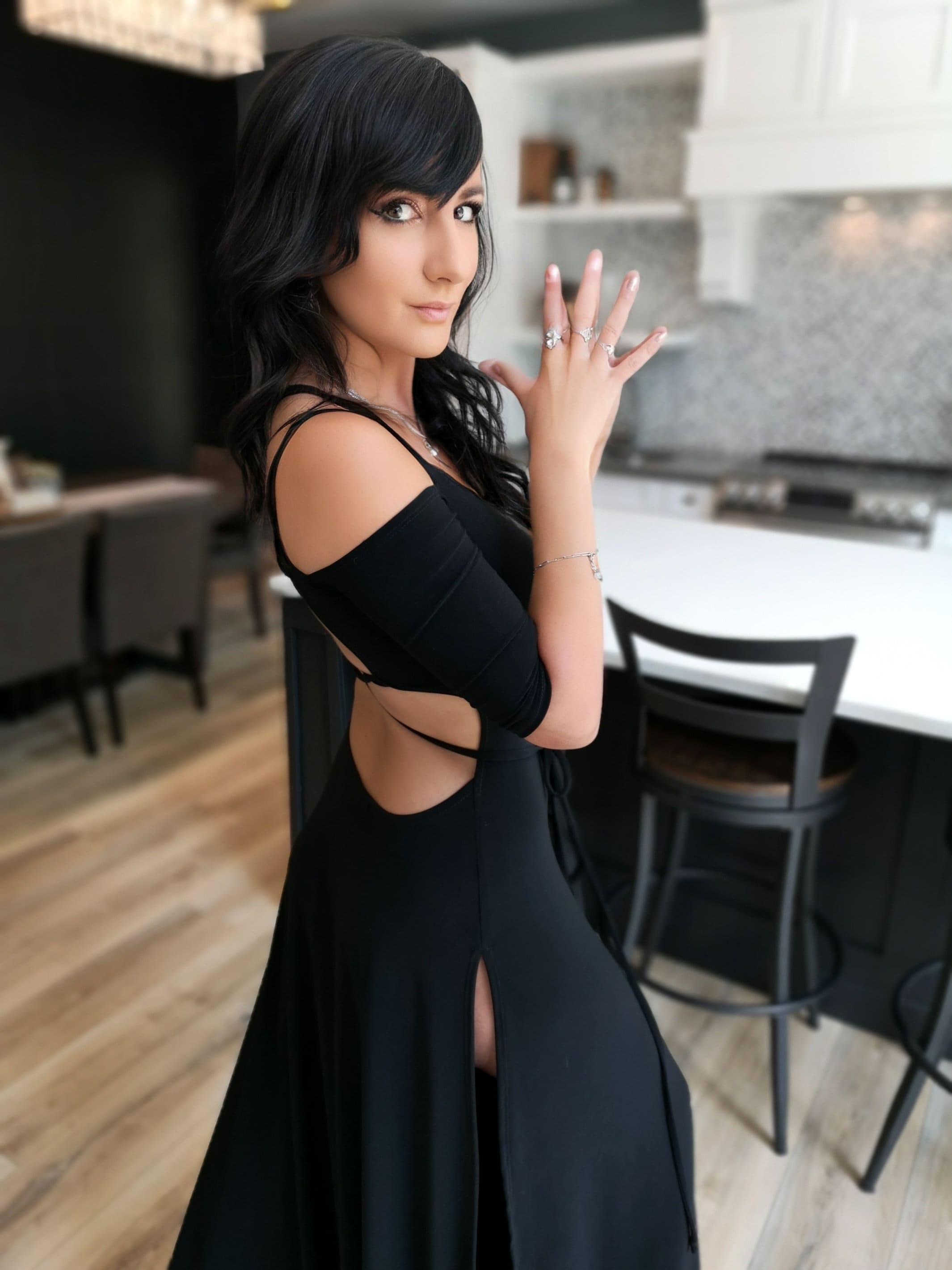 Open Back Black Cold Shoulder Maxi Dress With Side Slit. - Etsy