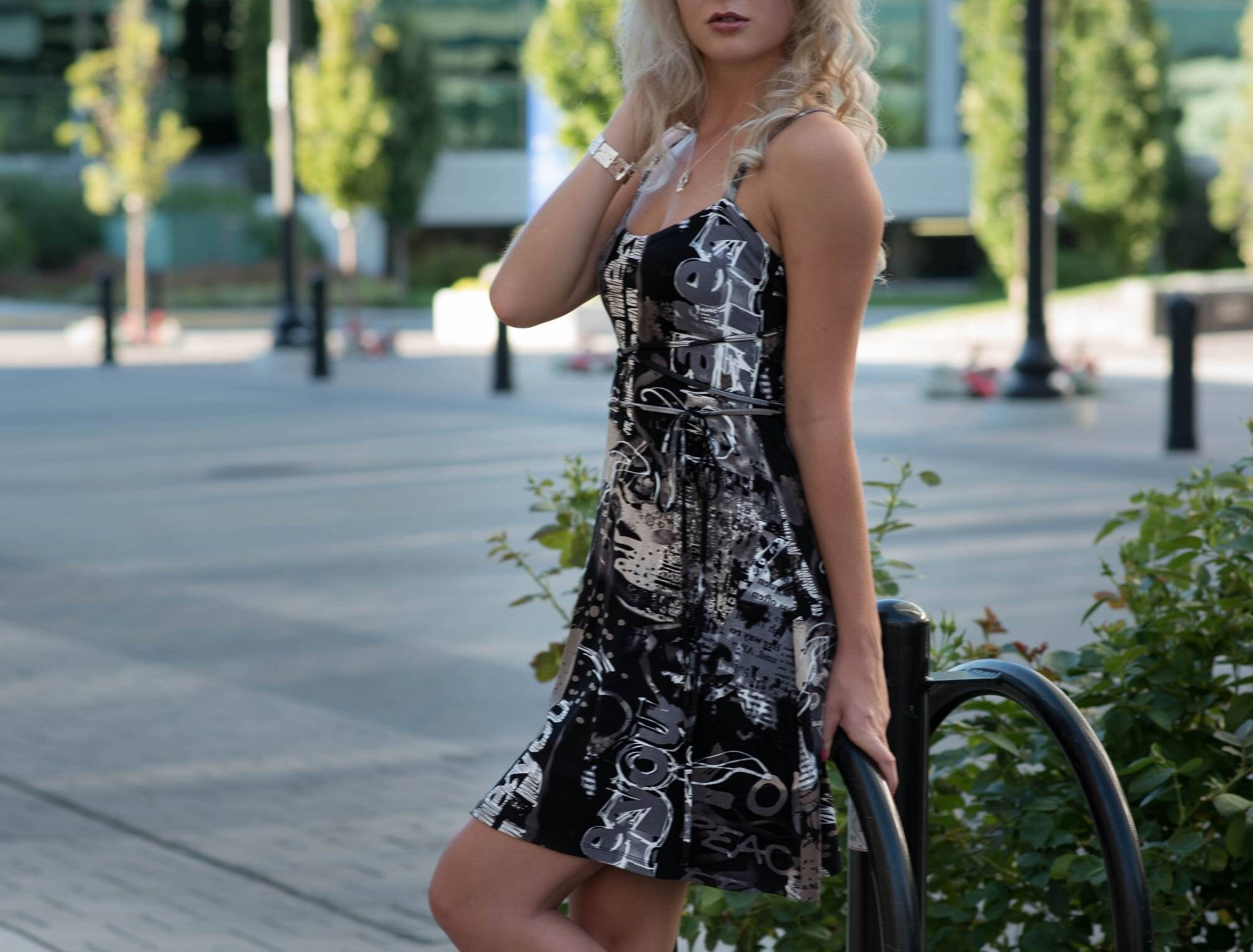 Mini Graffiti Print Black White Brown Grey String Dress. - Etsy