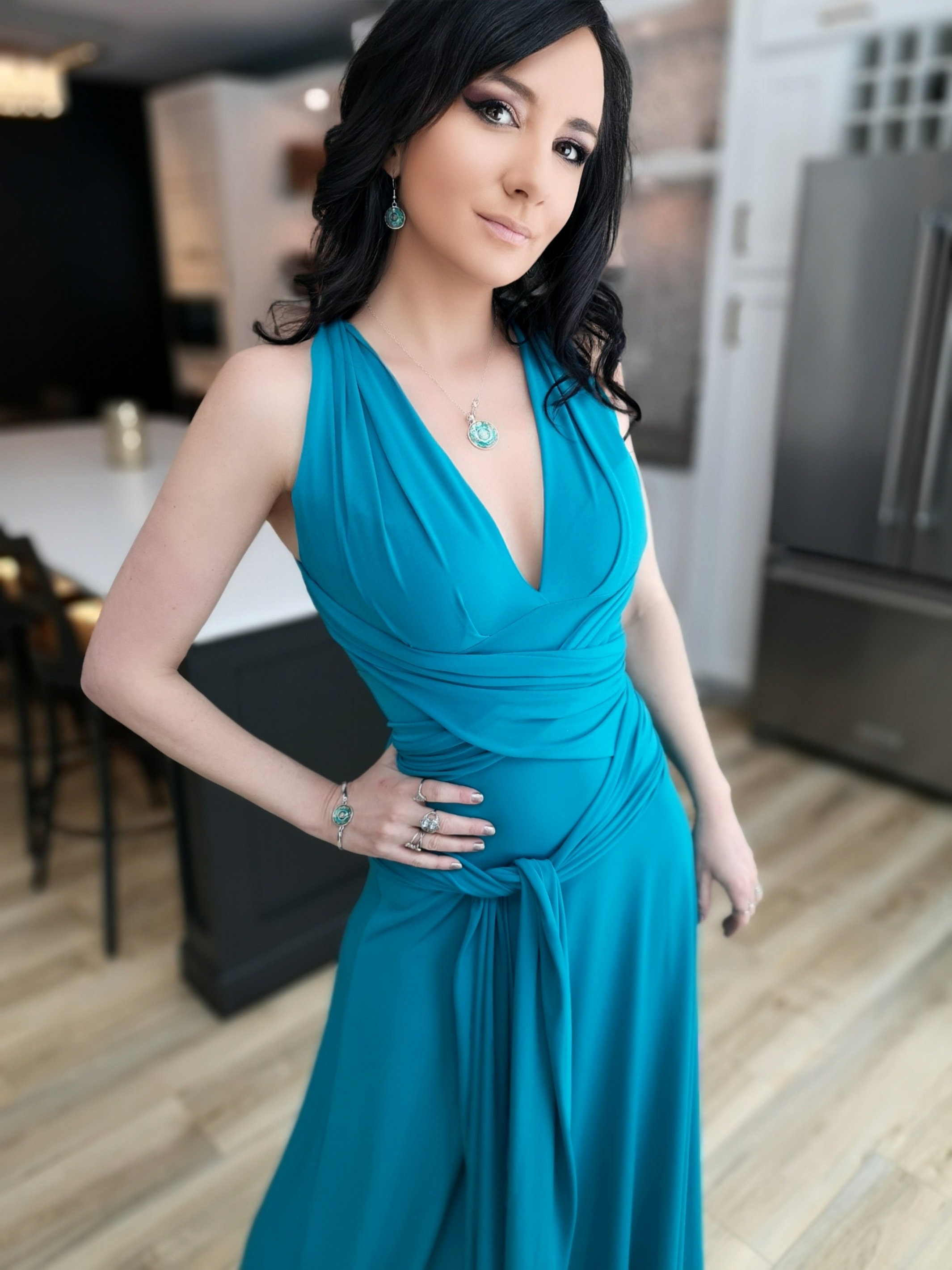 Ocean Blue Maxi Wrap Dress.