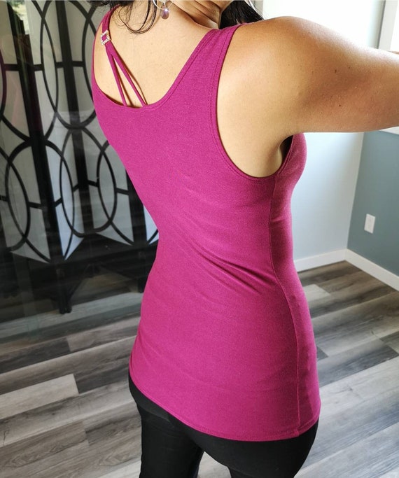 Beautiful Pink Tank Top With Crystal String Detail in the Front