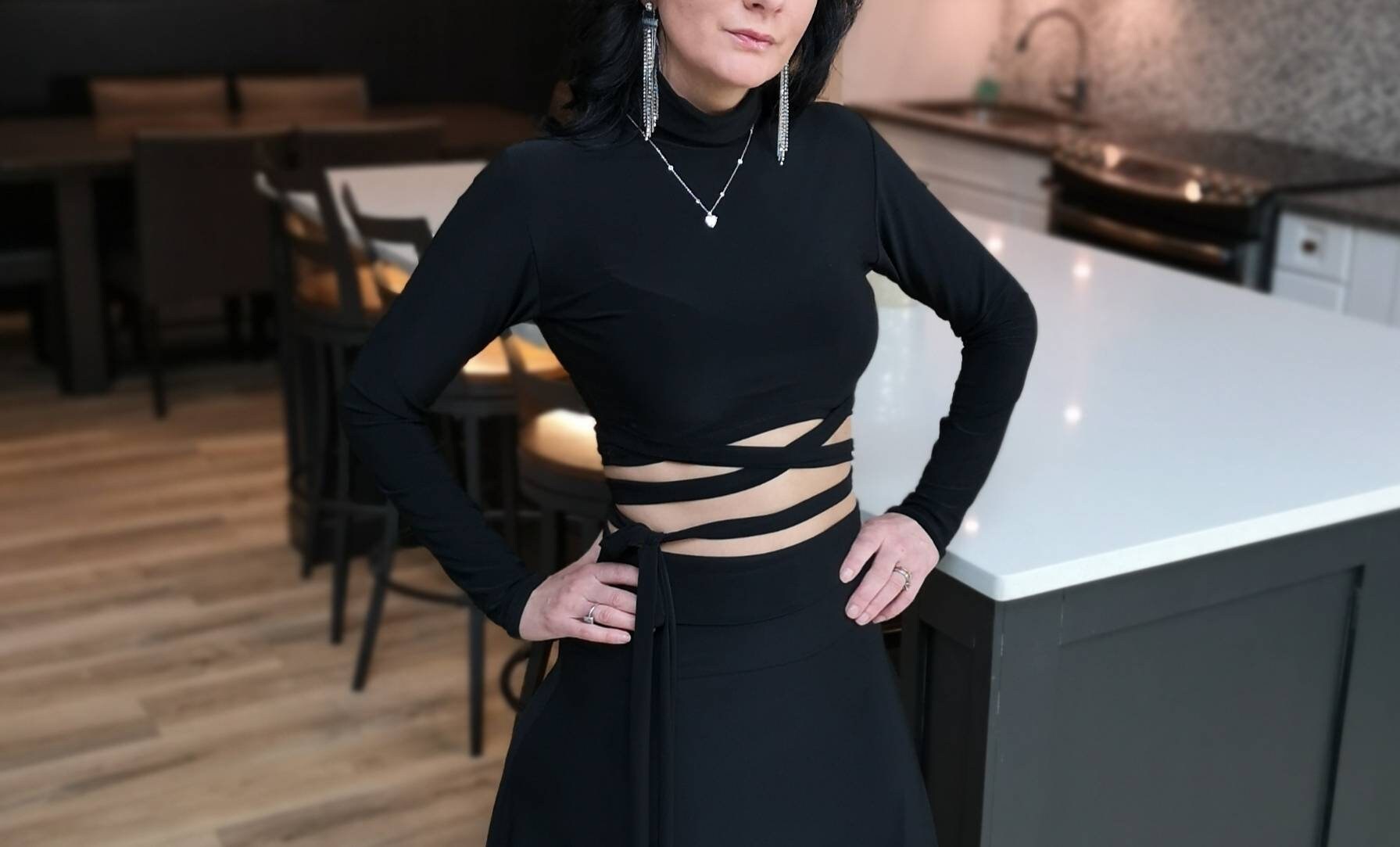 Turtleneck Long Sleeve Crop Top