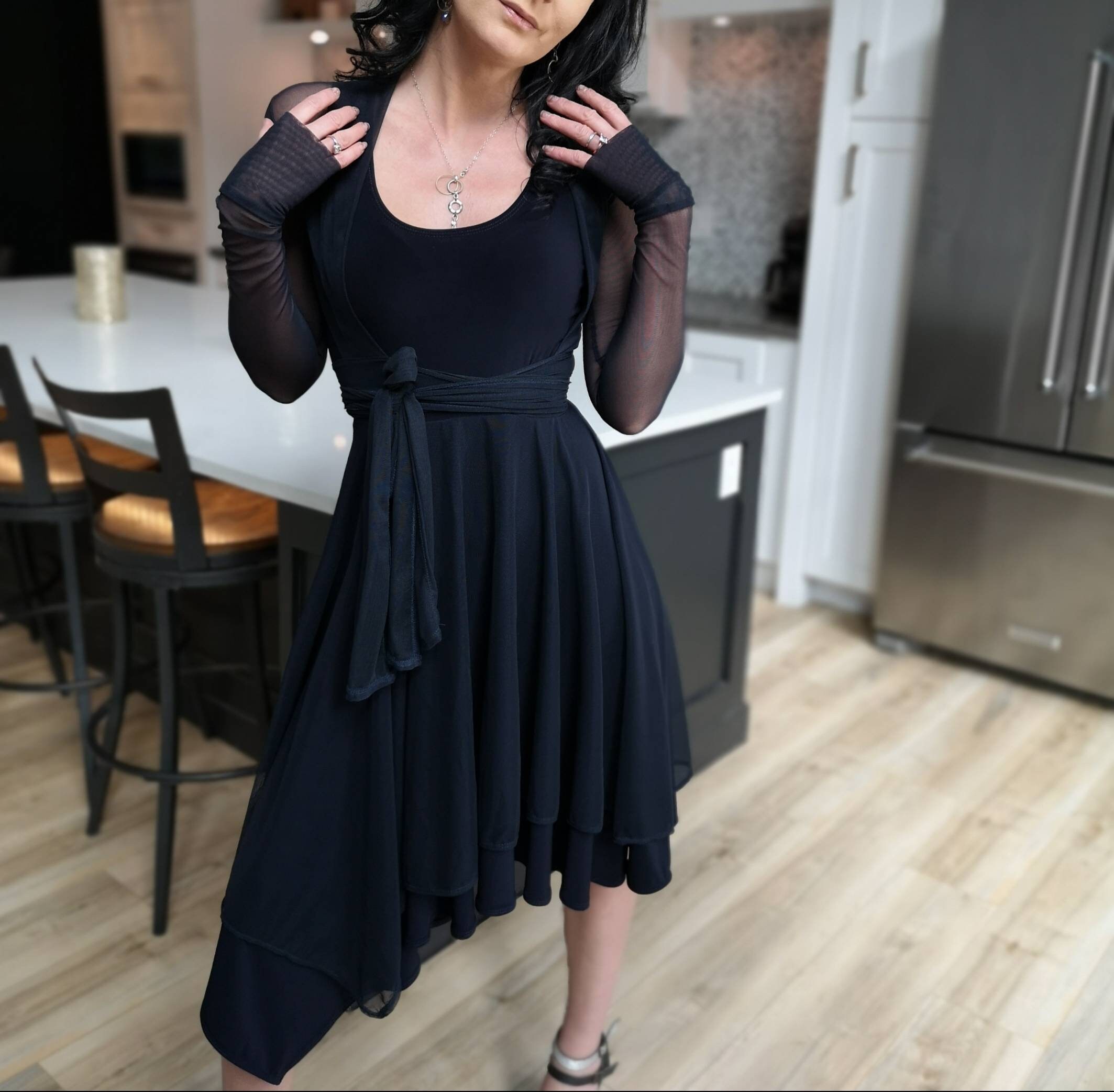 Short Flowy Dress. This Navy Dress is 