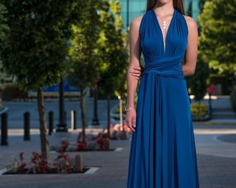 Convertible Maxi Dress, Elegant Wrap Gown in Polyester Spandex