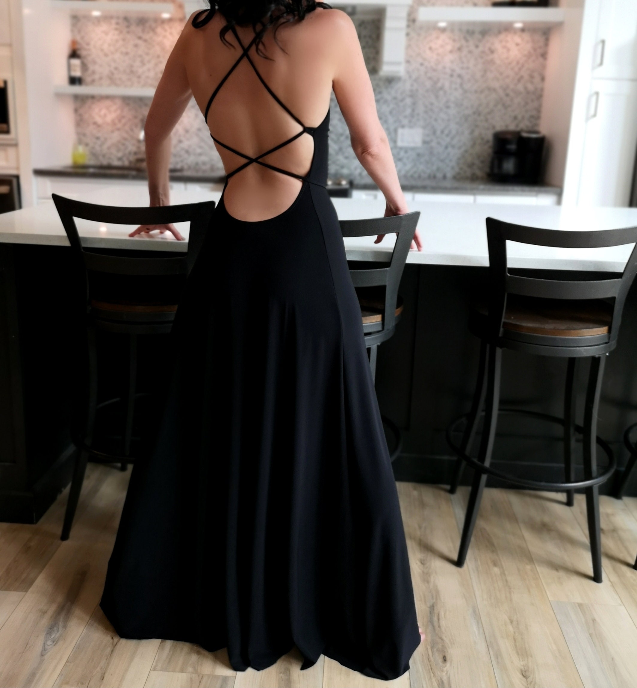 Katie Black Strappy Backless Mini Dress