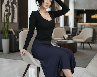 Purple modal flowing pants with a high waist band.
