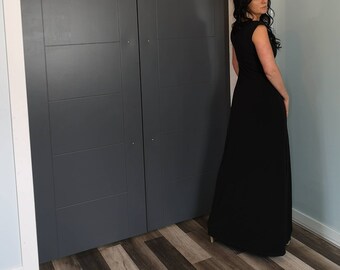 chinese dress ladies Leau Como Cap Sleeve Maxi Dress in Black at Nordstrom, Size Medium main image 0