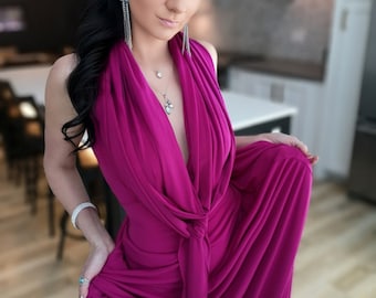 Pink Infinity Dress, Flowy Maxi Style in Poly Spandex