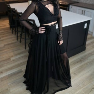 Long Mesh Practice Skirt - Black main image 0