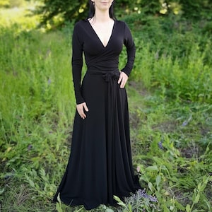 Black universal wrap dress. Long dress, galilea dress, rap dress, universal dress, extravagantly long dress, party dress, black maxi dress.