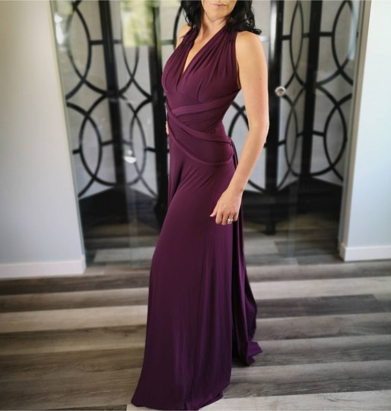 Purple wrap dress. Infinity dress, multiway dress, convertible wrap dress,  designer dress