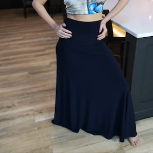 Maxi skirt, floor length skirt, long skirt, navy blue skirt, gorgeous long navy blue designer skirt.
