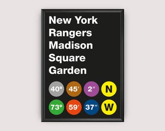 New York Rangers Stadium Coordinates Printable Poster