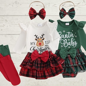 Christmas Baby Girl Tutu, Baby Girl Outfit, First Christmas Baby Outfit, Baby Tutu Outfit, Red Tutu Romper, Red Christmas Outfit, Christmas