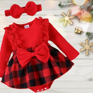 Christmas Baby Girl Tutu, Baby Girl Outfit, First Christmas Baby Outfit, Baby Tutu Outfit, Red Tutu Romper, Red Christmas Outfit, Christmas