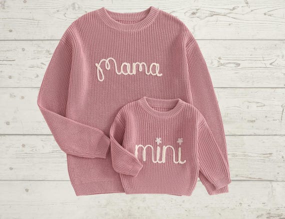 Mama and Mini Knit Sweater, Matching Mom Daughter Outfit, Baby knitted Sweater, Mommy and me Outfit, Mama Pullover Sweatshirts, Baby Gift