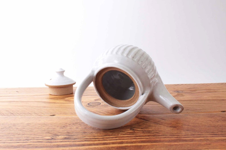 Small Fluted White Teapot Handmade Studio Pottery 514 Stoneware Ceramics