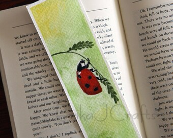 ORIGINAL watercolor bookmark, ladybug ladybird bookmark, watercolor bookmark