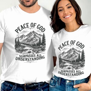 Peace of God Mountain T-Shirt, Christian Sweatshirt, Bible Verse Hoodie, Philippians 4:7 Scripture Tee, Nature Lover Apparel
