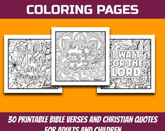 30 Bible Verse Coloring Pages | Christian Coloring Book Pages | Inspirational Bible Verses Coloring Pages | Christian Artwork