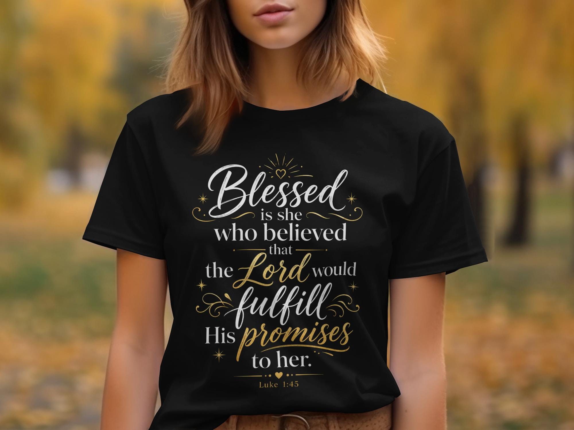 Blessed Is She Christian Shirt, Faux Gold Print Faith T-Shirt, Inspirational Hoodie